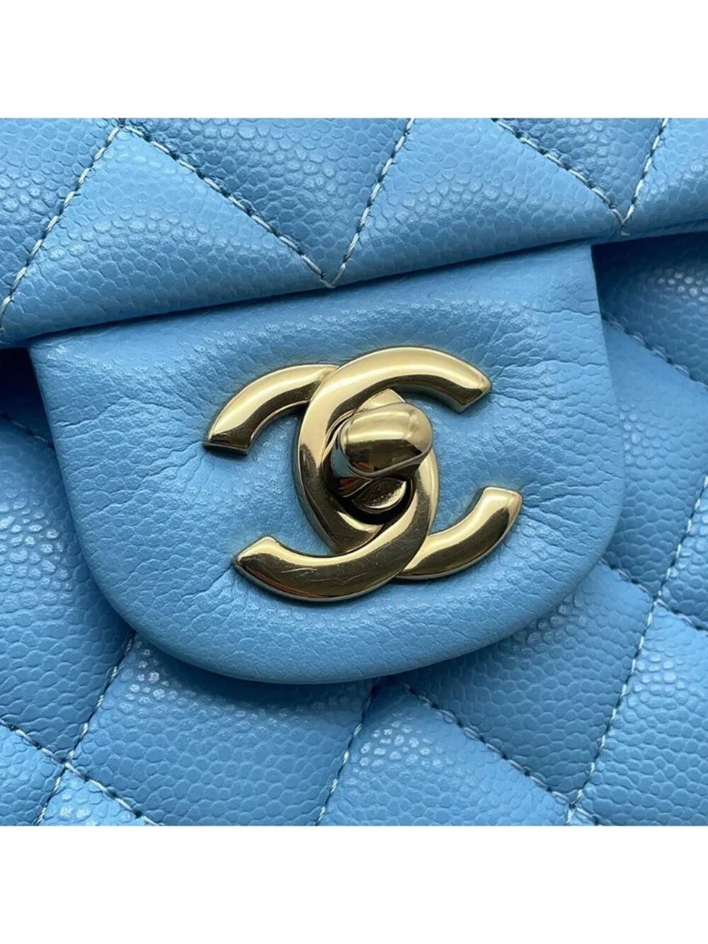 Chanel Chain Shoulder Bag Quilted 23 CC Logo Double Caviar Leather